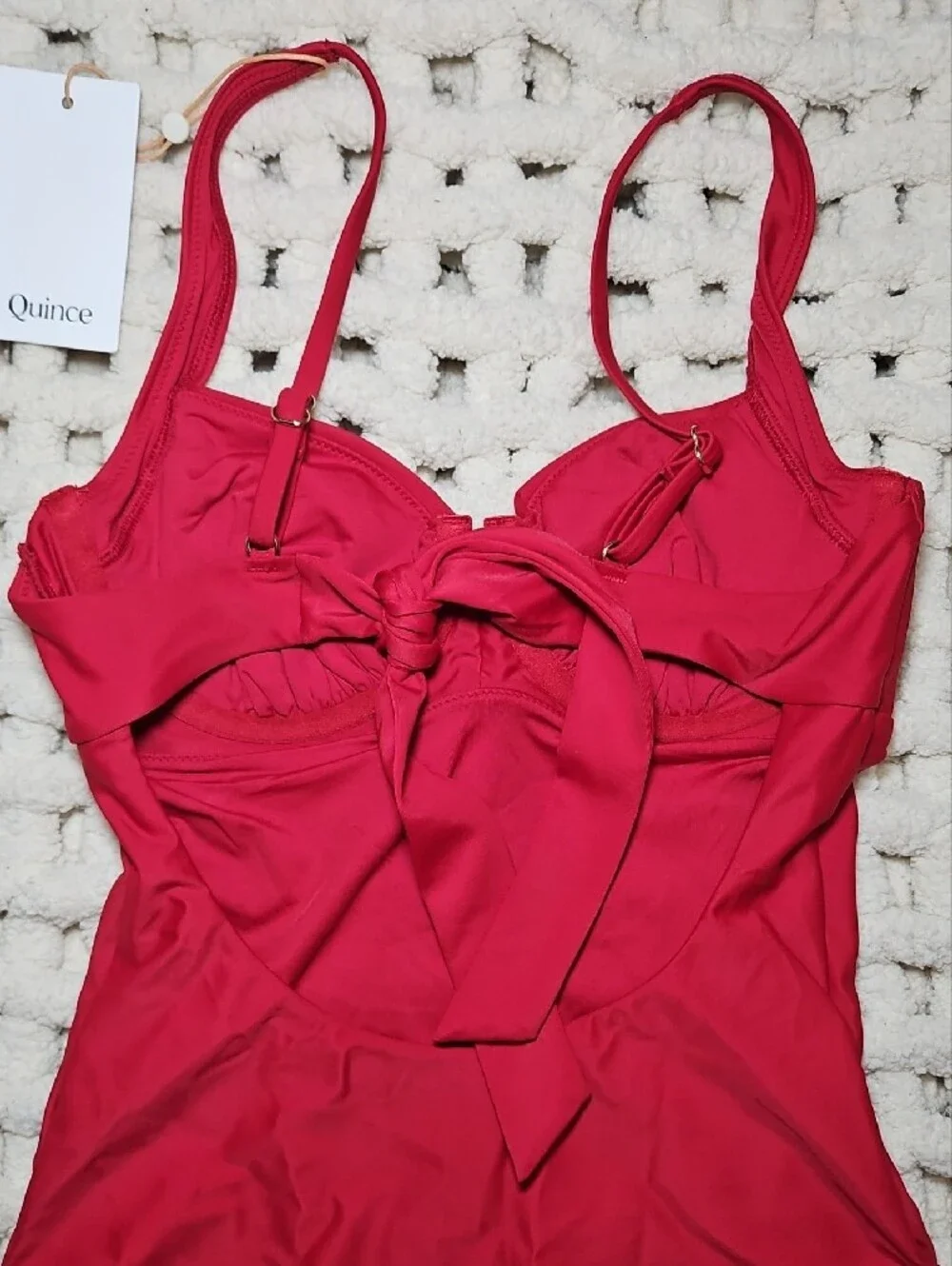 Quince Cherry Red One-Piece Swimsuit Small New Women's